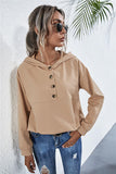 Buttoned Raglan Sleeve Hooded Blouse - PD SECRET REALM