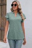 Eyelet Notched Flutter Sleeve T-Shirt - PD SECRET REALM