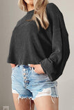 Round Neck Drop Shoulder Long Sleeve Top - PD SECRET REALM