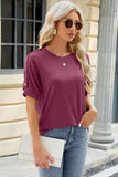 Round Neck Buttoned Short Sleeve T-Shirt - PD SECRET REALM