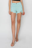 RISEN Mid Waist Frayed Hem Denim Shorts - PD SECRET REALM