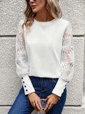 Round Neck Lace Long Sleeve Top - PD SECRET REALM