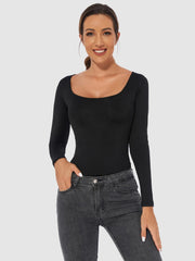 Full Size Scoop Neck Long Sleeve Bodysuit - PD SECRET REALM