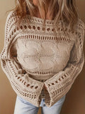 Hollow Out Cable-Knit Boat Neck Sweater - PD SECRET REALM