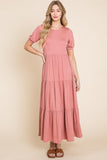 BOMBOM Short Sleeve Tiered Maxi Dress - PD SECRET REALM