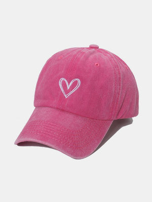 Embroidered Heart Washed Cotton Baseball Cap - PD SECRET REALM