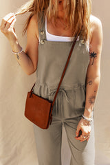 Drawstring Wide Strap Overalls with Pockets