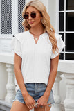 Eyelet Notched Flutter Sleeve T-Shirt - PD SECRET REALM