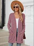 Pocketed Open Front Long Sleeve Cardigan - PD SECRET REALM