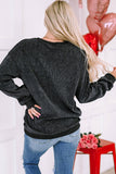 Heart Round Neck Dropped Shoulder Sweatshirt - PD SECRET REALM