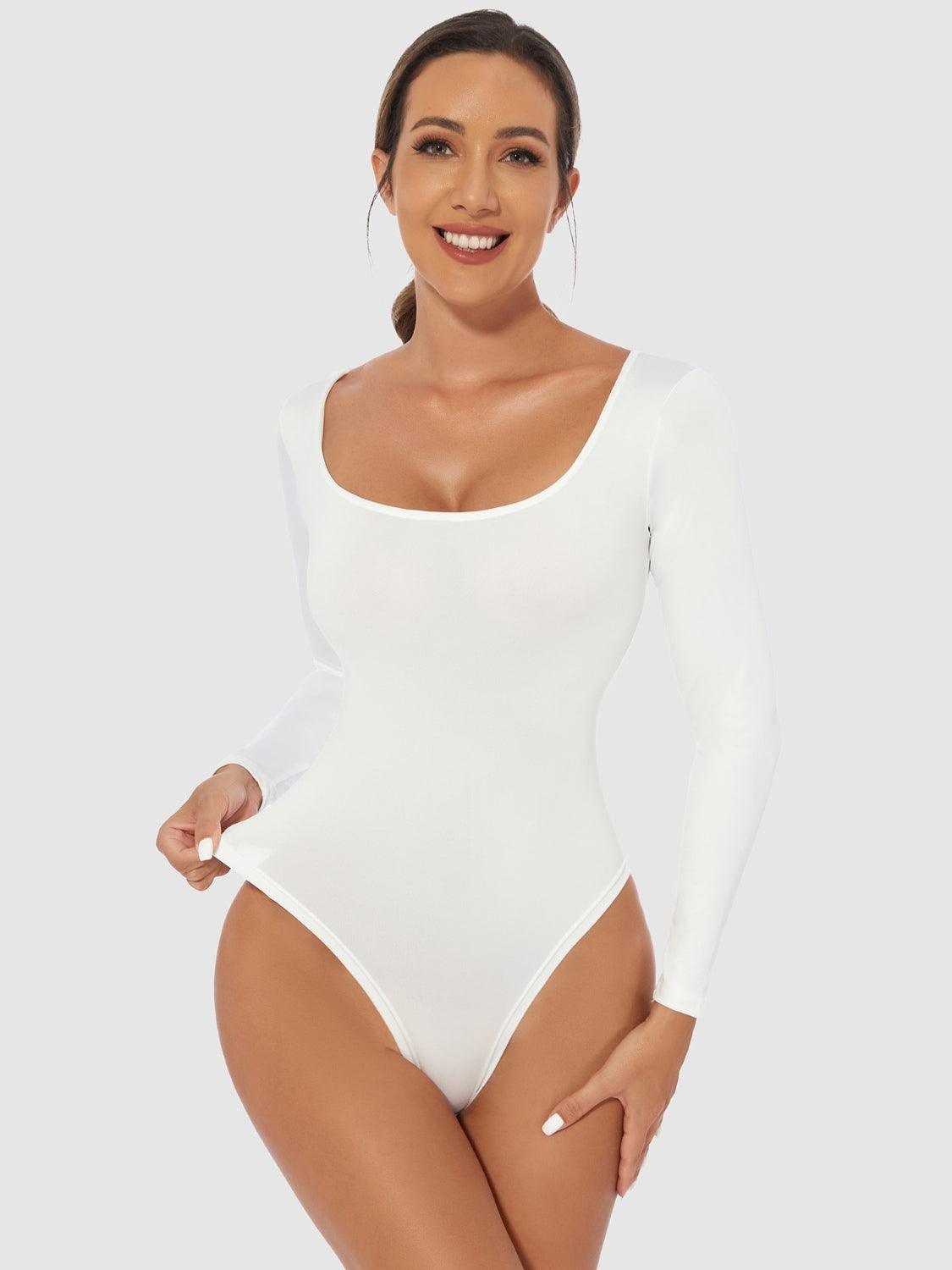 Full Size Scoop Neck Long Sleeve Bodysuit - PD SECRET REALM