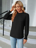 Round Neck Flounce Sleeve Blouse - PD SECRET REALM