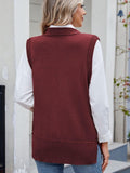 Buttoned Round Neck Sweater Vest - PD SECRET REALM