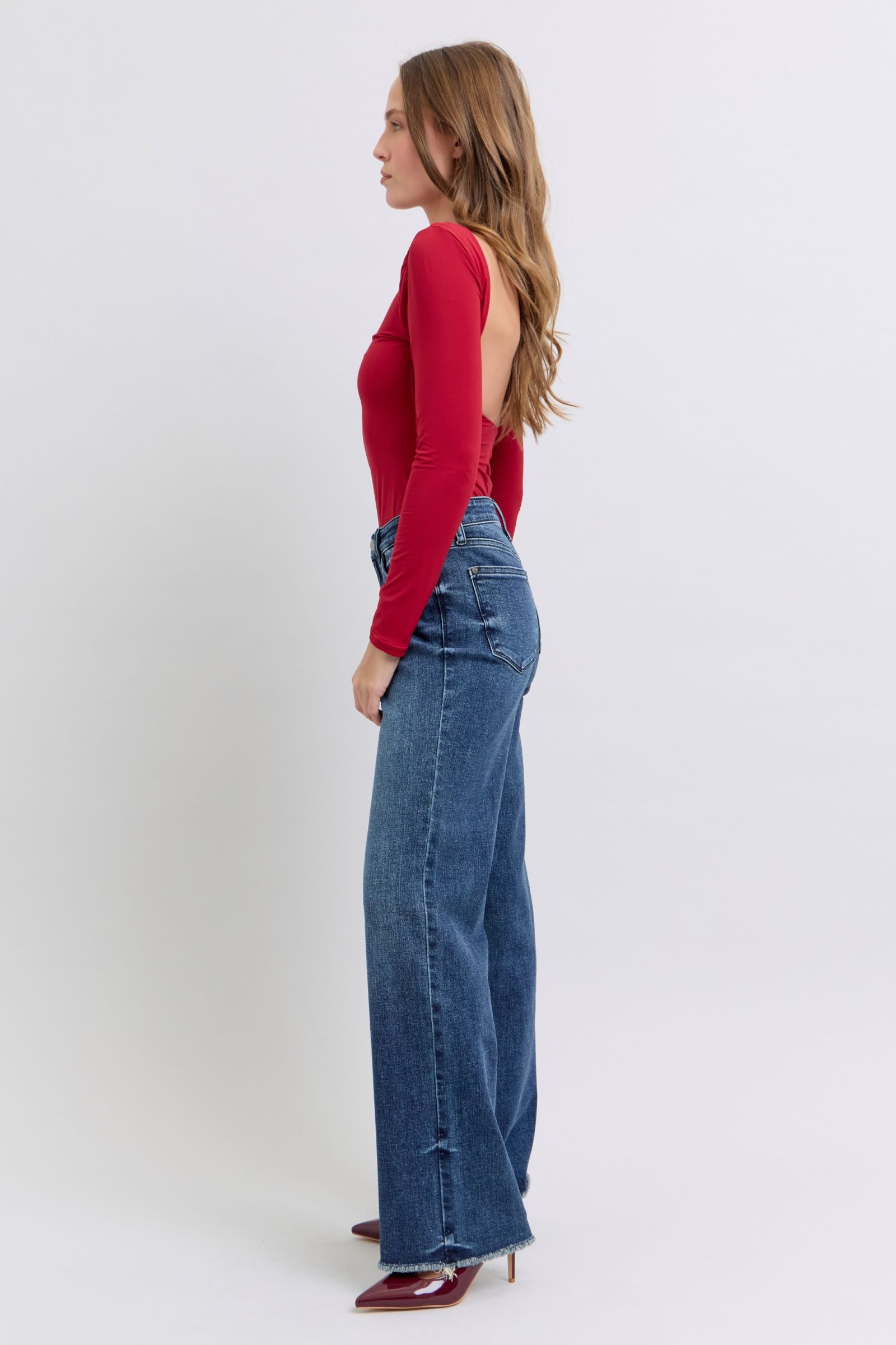 Full Size Raw Hem Mid Rise Jeans