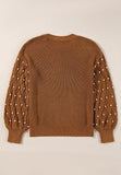 Pearl Detail Round Neck Long Sleeve Sweater - PD SECRET REALM