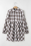 Plaid Long Sleeve Mini Shirt Dress - PD SECRET REALM