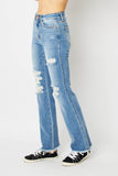 Judy Blue Full Size Distressed Raw Hem Bootcut Jeans - PD SECRET REALM