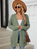 Pocketed Open Front Long Sleeve Cardigan - PD SECRET REALM