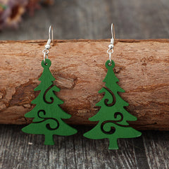 Christmas Tree Wooden Earrings