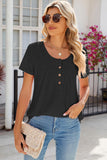 Eyelet Quarter Button Short Sleeve T-Shirt - PD SECRET REALM