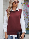 Buttoned Round Neck Sweater Vest - PD SECRET REALM