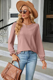 Round Neck Flounce Sleeve Blouse - PD SECRET REALM