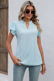 Eyelet Notched Flutter Sleeve T-Shirt - PD SECRET REALM