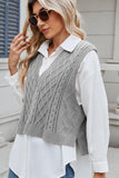 Cable-Knit V-Neck Sweater Vest - PD SECRET REALM