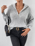 Honey Half Zip Dropped Shoulder Sweater - PD SECRET REALM