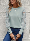 Round Neck Lace Long Sleeve Top - PD SECRET REALM