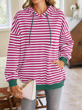 Lovelet Drawstring Striped Long Sleeve Hoodie - PD SECRET REALM