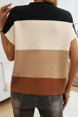 Multicolor Colorblock Short Sleeve Sweater