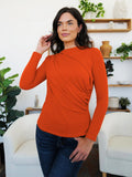 FAM-FAM Ruched Mock Neck Long Sleeve T-Shirt - PD SECRET REALM