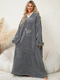 Pocketed Contrast Long Sleeve Hooded Lounge Dress - PD SECRET REALM