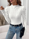 Eyelet Mock Neck Long Sleeve Top - PD SECRET REALM