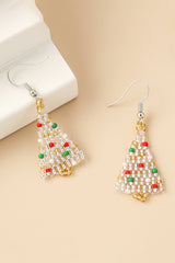 Beaded Christmas Tree Earrings