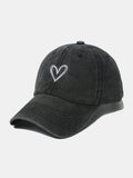 Embroidered Heart Washed Cotton Baseball Cap - PD SECRET REALM