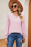 Eyelet V-Neck Flounce Sleeve T-Shirt - PD SECRET REALM