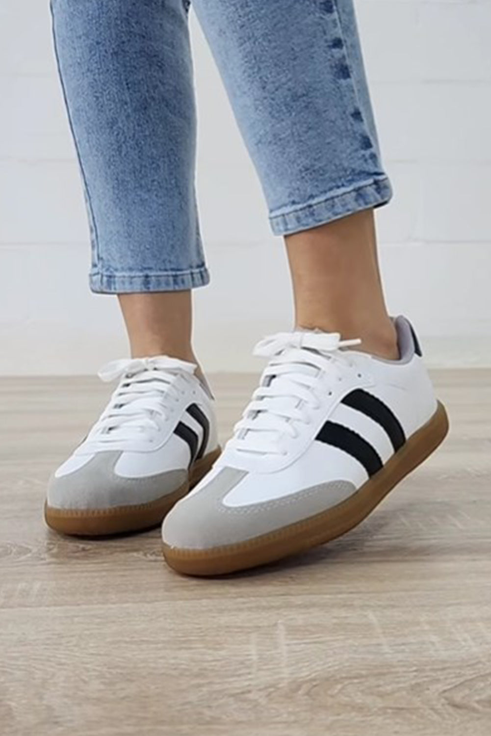 Beau Blue Striped Lace Up Flat Sneakers