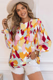 Printed Flounce Sleeve Buttoned Blouse - PD SECRET REALM