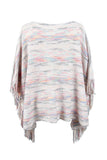 Round Neck Fringe Detail Sleeve Poncho - PD SECRET REALM