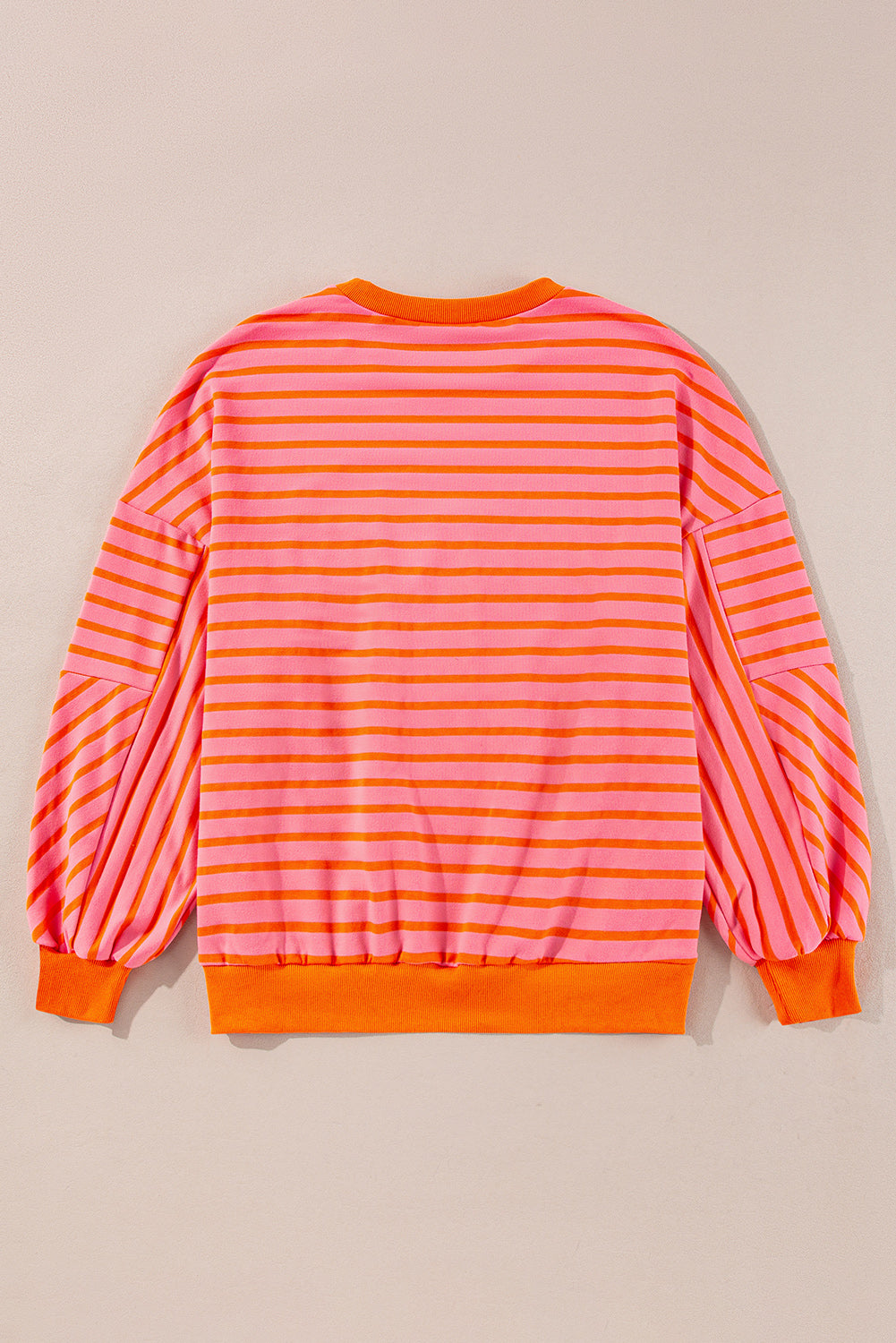 Blue Stripe Drop Shoulder Crew Neck Loose Sweatshirt