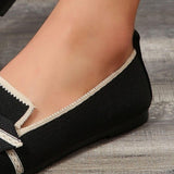 Bow Contrast Trim Point Toe Loafers - PD SECRET REALM