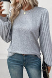 Ribbed Round Neck Long Sleeve Knit Top - PD SECRET REALM