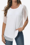 Round Neck Curved Hem Blouse - PD SECRET REALM