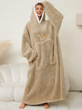 Pocketed Contrast Long Sleeve Hooded Lounge Dress - PD SECRET REALM