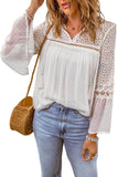 Eyelet Tassel Tie Flare Sleeve Blouse - PD SECRET REALM