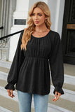 Round Neck Flounce Sleeve Blouse - PD SECRET REALM