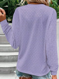 Eyelet Notched Long Sleeve T-Shirt - PD SECRET REALM