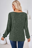 Ribbed Square Neck Long Sleeve T-Shirt - PD SECRET REALM